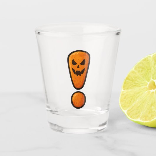 Pumpkin Halloween Exclamation Shot Glass ショットグラス (正面)