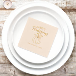 Pumpkin Happy Thanksgiving Family Party  箔ナプキン
