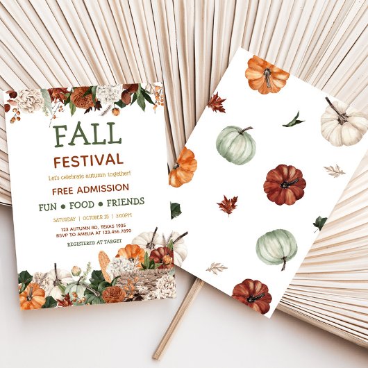 Pumpkin Harvest Fall Festival Party Invitation 招待状