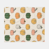Pumpkin Harvest vintage Seamless Pattern フリースブランケット (正面(横))