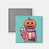 Pumpkin Head Coffee Fall Season マグネット (正面/裏面)