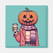 Pumpkin Head Coffee Fall Season マグネット (正面)