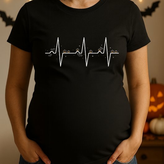 Pumpkin Heartbeat Pregnancy Halloween Maternity  Tシャツ