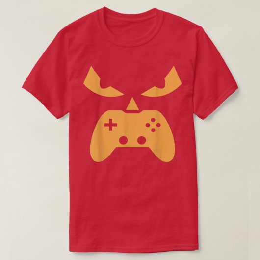 Pumpkin Jack O Lantern Face Game Controller Gaming Tシャツ (デザイン正面)
