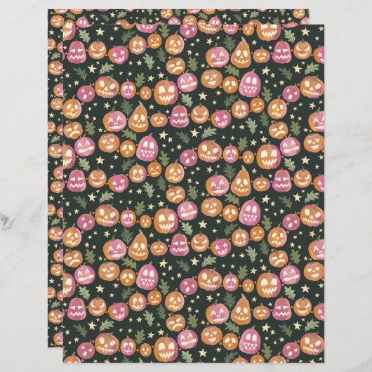 Pumpkin Jack-o'-lantern Parade Scrapbook Paper (正面/裏面)
