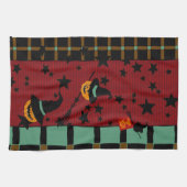 Pumpkin Jack-o’-Lanterns in Flight Tea Towel キッチンタオル (横)