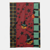 Pumpkin Jack-o’-Lanterns in Flight Tea Towel キッチンタオル (縦)
