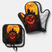 Pumpkin King Eclipse Halloween Oven Mitt Set 鍋つかみ&鍋敷きセット (正面/裏面)