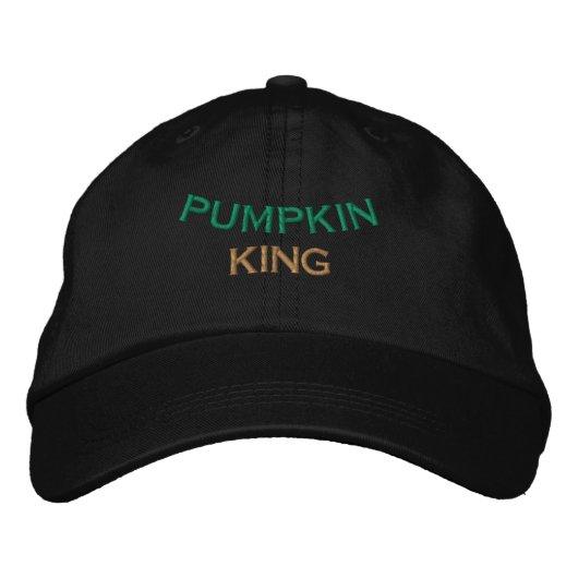 PUMPKIN KING Text Spooky Season Holiday-Hat Black  刺繍入りキャップ (正面)