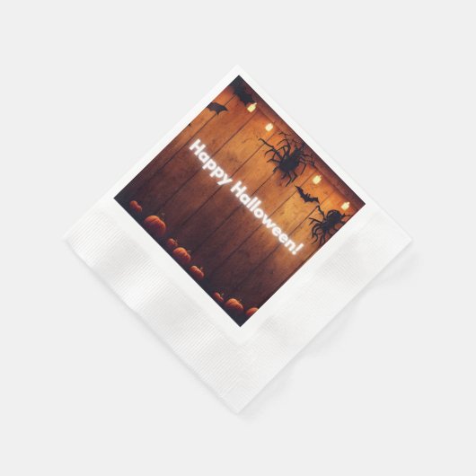 Pumpkin & Lantern Spider 縁ありカクテルナプキン (角)