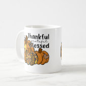 Pumpkin Leopard Thankful Grateful Blessed Thanksgi コーヒーマグカップ (正面左)