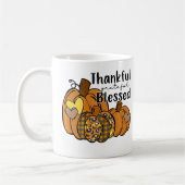 Pumpkin Leopard Thankful Grateful Blessed Thanksgi コーヒーマグカップ (左)