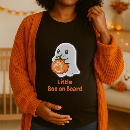 Pumpkin Little Boo On Board Pregnancy Halloween  Tシャツ