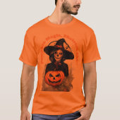 Pumpkin Magic, Skeleton Chic – Halloween Witch  Tシャツ (正面)