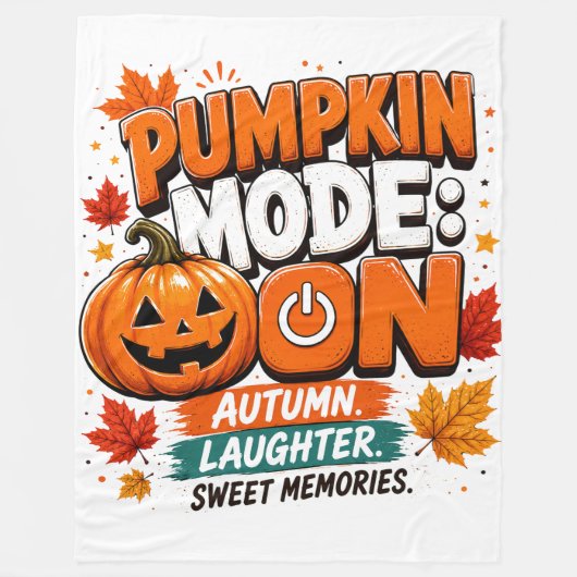 PUMPKIN MODE: ON 紅葉の秋 笑顔の思い出 フリースブランケット (正面)