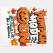 PUMPKIN MODE: ON 紅葉の秋 笑顔の思い出 フリースブランケット (正面(横))
