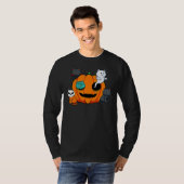 Pumpkin Monster Cats Lazy Halloween Costume Cute K Tシャツ (正面フル)