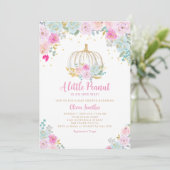 Pumpkin on the way Floral Pumpkin Girl Baby Shower 招待状 (スタンド正面)