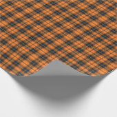 Pumpkin Orange and Black Plaid ラッピングペーパー (角)