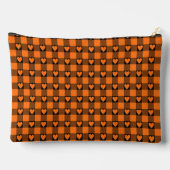 Pumpkin Orange Black Buffalo Heart Plaid アクセサリーポーチ (裏面)