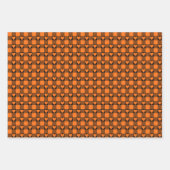 Pumpkin Orange Black Buffalo Heart Plaid ラッピングペーパーシート (正面3)