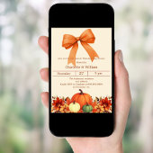 Pumpkin orange bow Thanksgiving Dinner 招待状