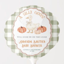 Pumpkin Orange Gingham Goose Baby Shower Balloon 