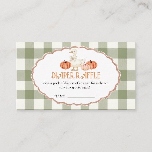 Pumpkin Orange Goose Baby Shower Diaper Raffle Enc エンクロージャーカード (正面)