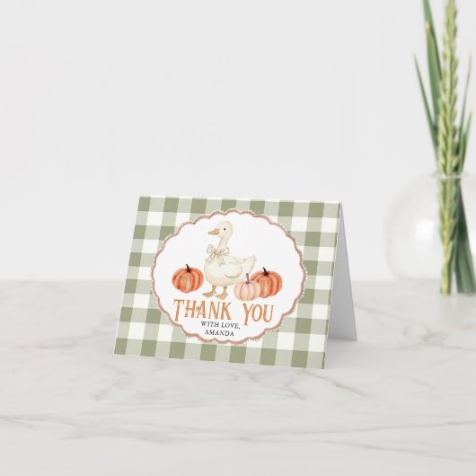 Pumpkin Orange Goose Baby Shower Thankyou Card サンキューカード (正面)
