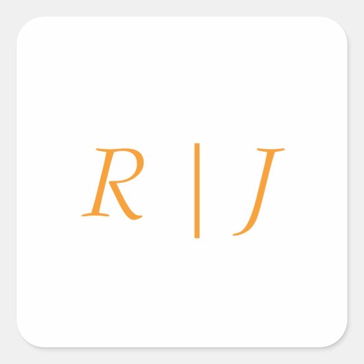 Pumpkin Orange Monograms Fall Autumn Wedding スクエアシール (正面)