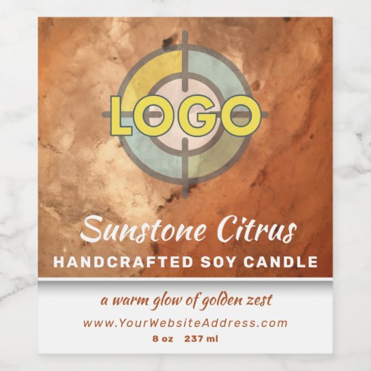 Pumpkin Orange Peach Marble Warm Glow Aesthetic ワインラベル (シングルラベル)