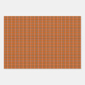 Pumpkin Orange Plaid Retro Color ラッピングペーパーシート (正面2)