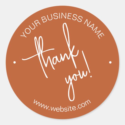 Pumpkin Orange Scripted Business Thank You ラウンドシール (正面)