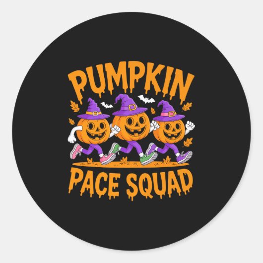 Pumpkin Pace Squad Runner Costume Halloween Runnin ラウンドシール (正面)