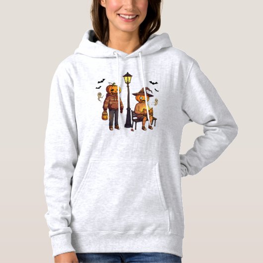 Pumpkin Pals Hoodie – Creepy Cute Halloween Street パーカ (正面)