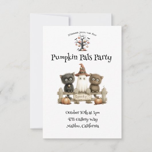 Pumpkin Pals Party Cute Halloween Invitation 招待状 (正面)