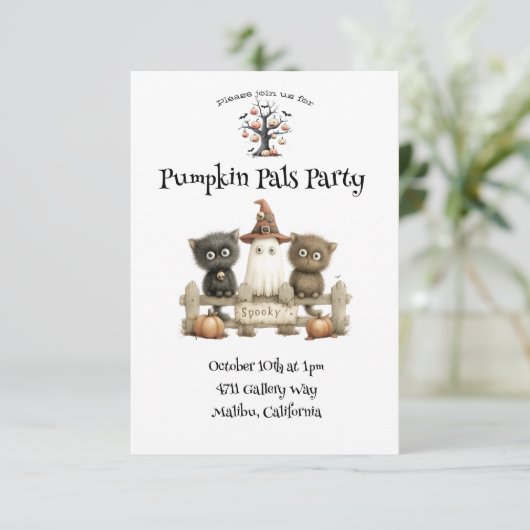 Pumpkin Pals Party Cute Halloween Invitation 招待状 (スタンド正面)