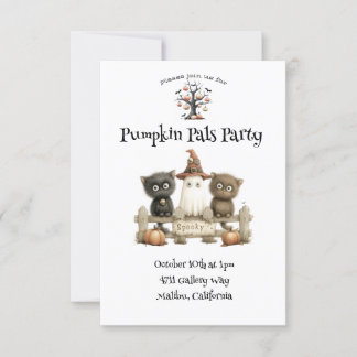 Pumpkin Pals Party Cute Halloween Invitation 招待状