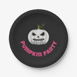 Pumpkin Paper Plate With Pumpkin Party Text ペーパープレート