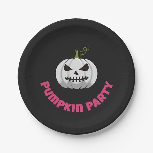 Pumpkin Paper Plate With Pumpkin Party Text ペーパープレート (正面)