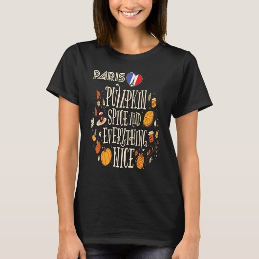 Pumpkin Paris Autumn Eiffel Tower Fall in France Tシャツ (正面)