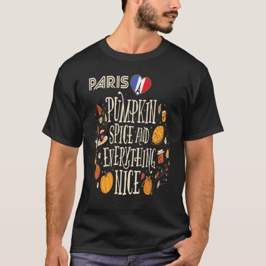 Pumpkin Paris Autumn Eiffel Tower Fall in France Tシャツ (正面)