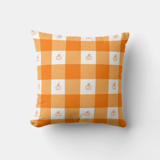 Pumpkin party by Sionna pillow with orange gingham クッション