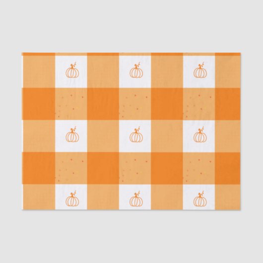 Pumpkin party thank you notes with orange gingham 薄葉紙 (正面)