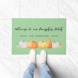 Pumpkin Patchファミリ名へようこそ ドアマット