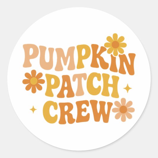 Pumpkin Patch Crew Retro Groovy Fall Autumn ラウンドシール (正面)