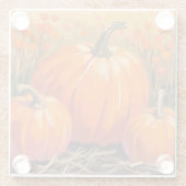 Pumpkin Patch Fall Foliage Watercolor ガラスコースター (裏面)