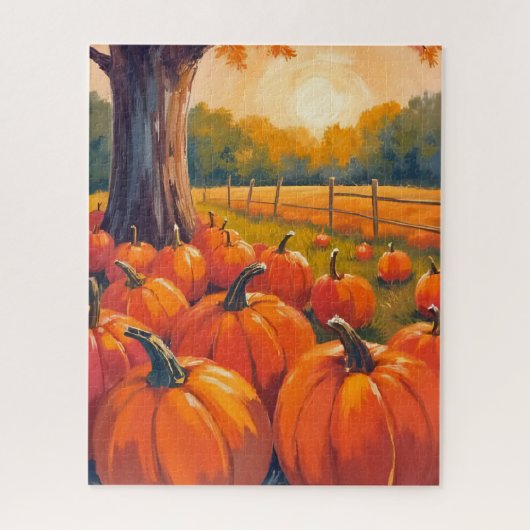 Pumpkin Patch | Fall Orange Watercolor Autumn ジグソーパズル (縦)