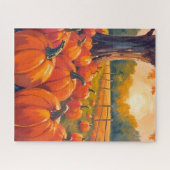 Pumpkin Patch | Fall Orange Watercolor Autumn ジグソーパズル (横)