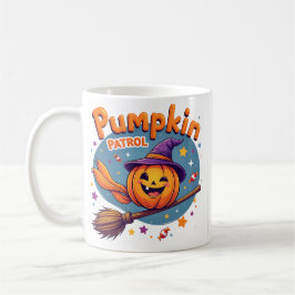 Pumpkin Patrol Witch Broom Halloween Mug コーヒーマグカップ